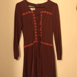 Young Edwardian Vintage Brown Mini Dress Lacing 5